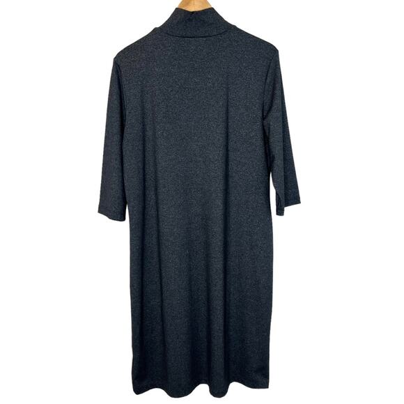 Lands End Womens Mock Neck Midi Dress Stretch Nylon Dark Heather Gray Size L - Picture 5 of 9